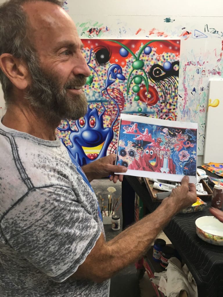 Kenny Scharf, in his L.A. studio, is one of the few superstars who survived the '80s.
