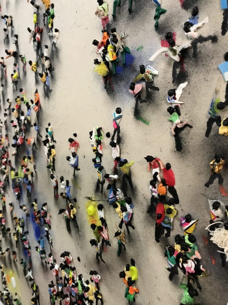 Juan Genovés' "Joli," 2017, an acrylic and canvas on board exhibited by NYC's Marlborough Contemporary, caught Lisica's eye.  