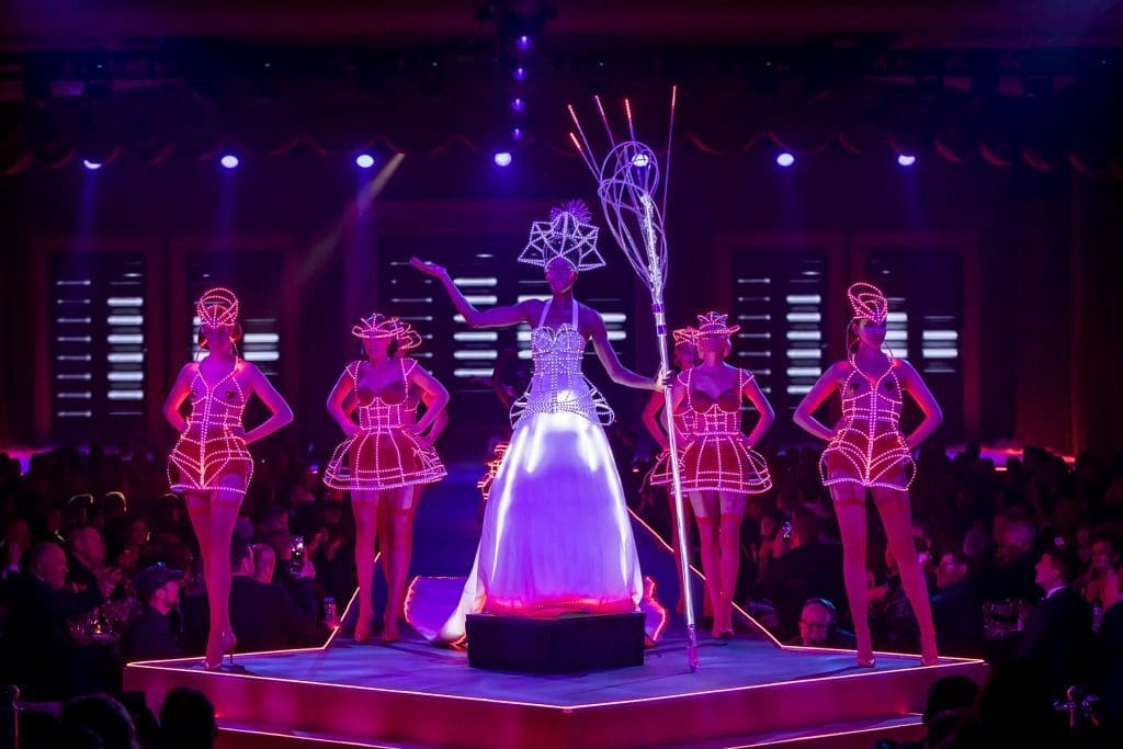 Performers dazzle during the finale of DIFFA's runway show.