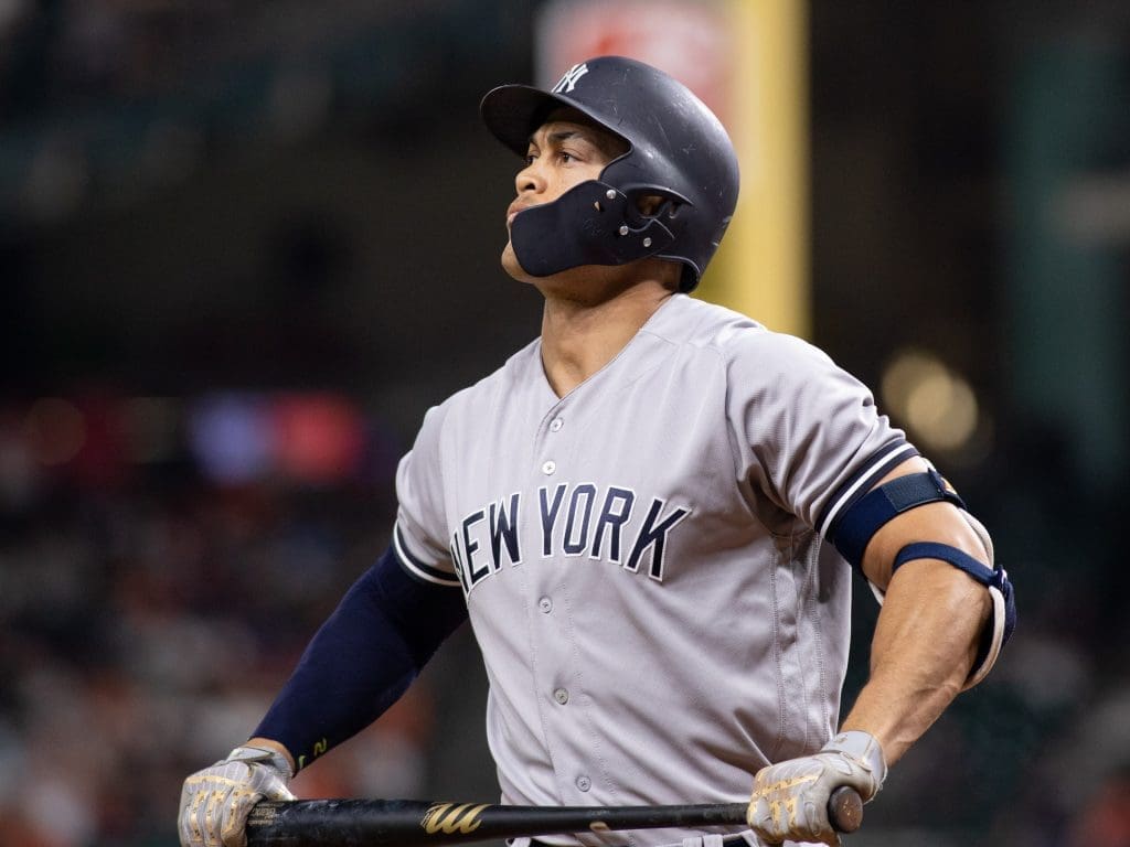 New York Yankees offseason prize Giancarlo Stanton went whiff city in his first game against Houston.