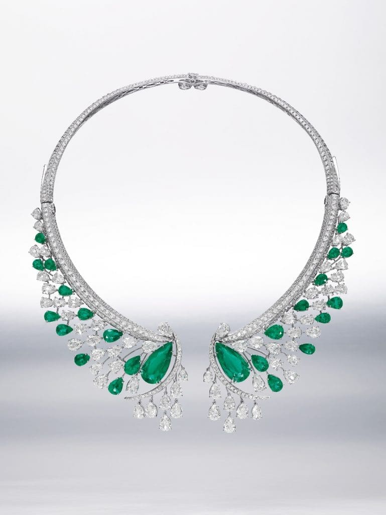 Sutra's dynamic diamond and emerald necklace from their High Jewellery Collection exceeds the million-dollar mark.