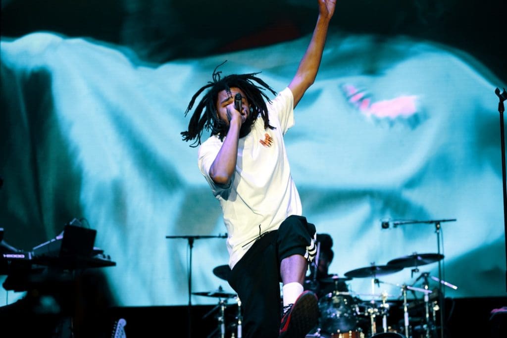 J. Cole on stage at JMBLYA