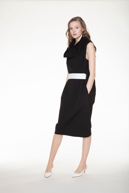 Daniel Wingate black sleeveless cowl neck dress