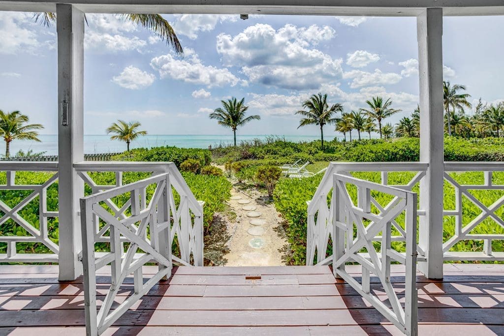 Paradise Villa's steps lead to the gorgeous Bahamas beach. 