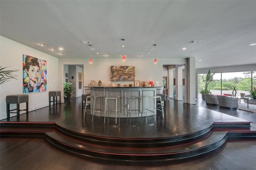 The wet bar adds flair and character to the estate. 