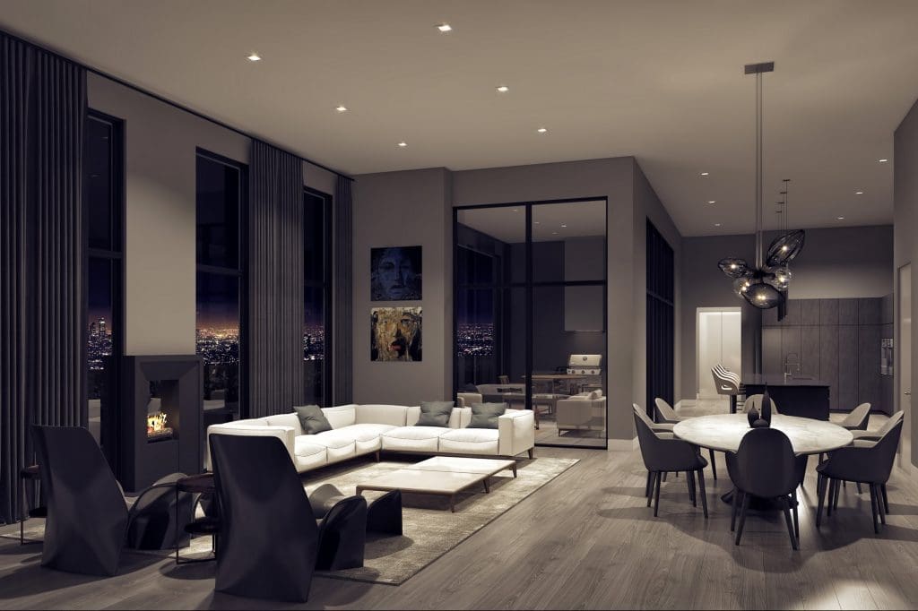 Giorgetti Houston's  living rooms are all about individual style rather than building mandates.