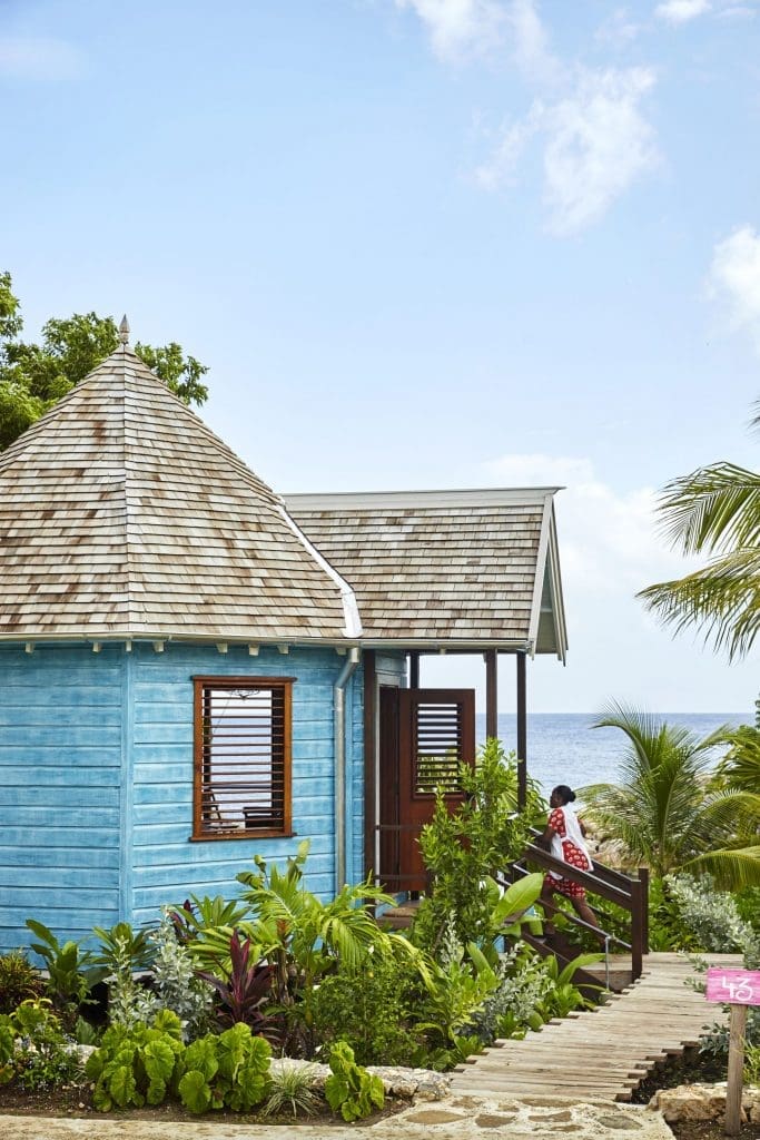 One of the charming beach huts at GoldenEye