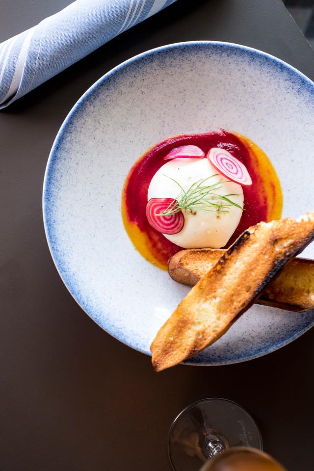 Goat cheese Burrata is a classic La Vista 101 app. 
