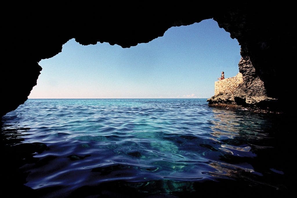 A view from inside one of the caves beneath The Caves Hotel