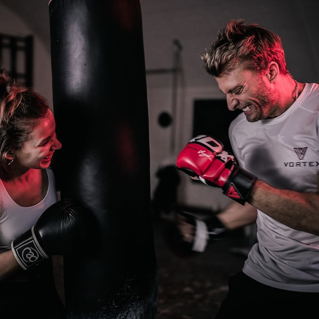 Fitness junkies box eight rounds. 