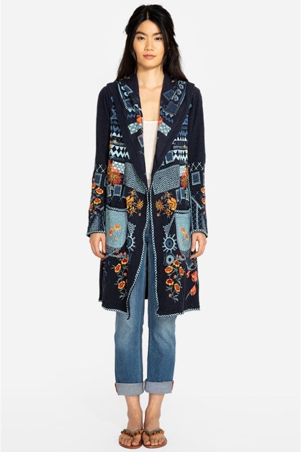 <a href="https://www.johnnywas.com/new-arrivals/soven-hooded-duster-nvy.html"> Soven Hooded Duster, $438 </a>