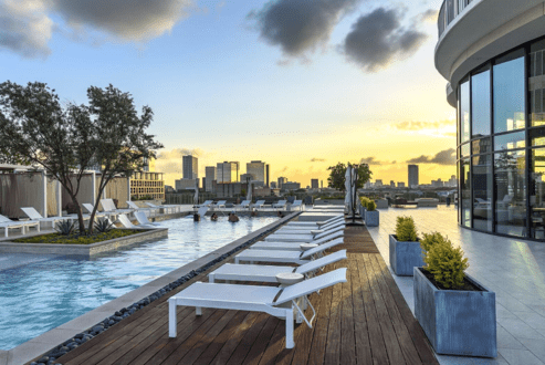 The Kirby Collection's 25th floor Sky View Lounge offers a retreat with a view.