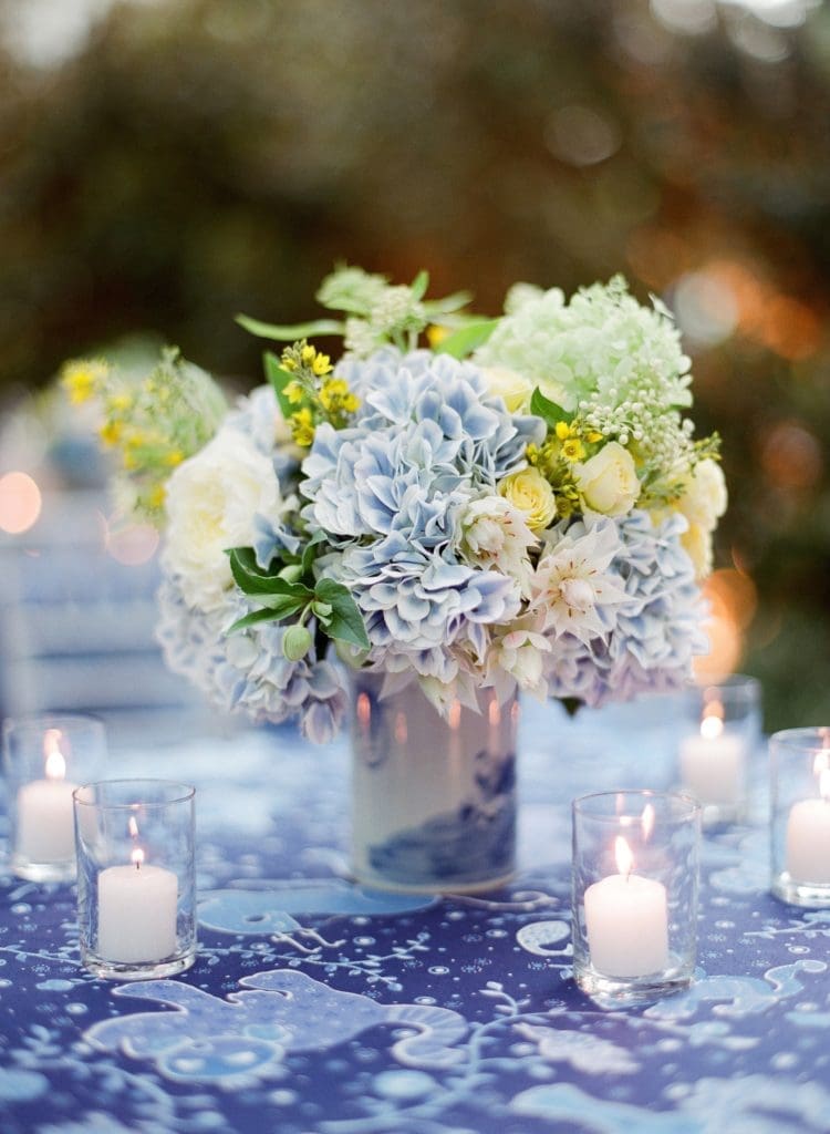 All flowers — even the potpourri tossed on the bride and groom at departure — came from the garden.  (Photo by Jose Villa)