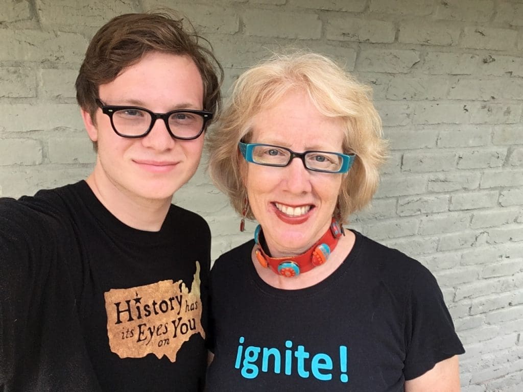 Sarah Gish and son Matthew on the road