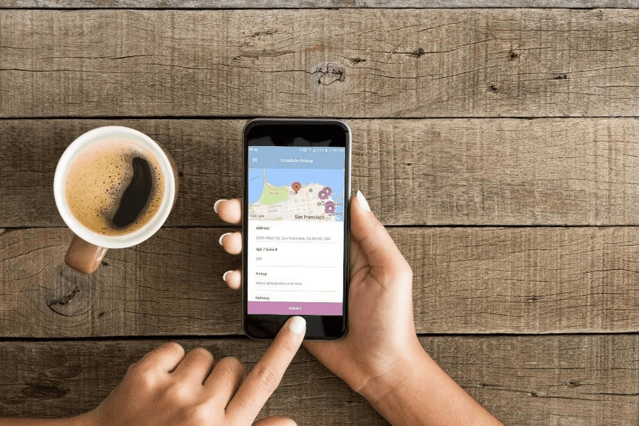Track the progress of your clothes or find a drop-off near you via the Mulberry app