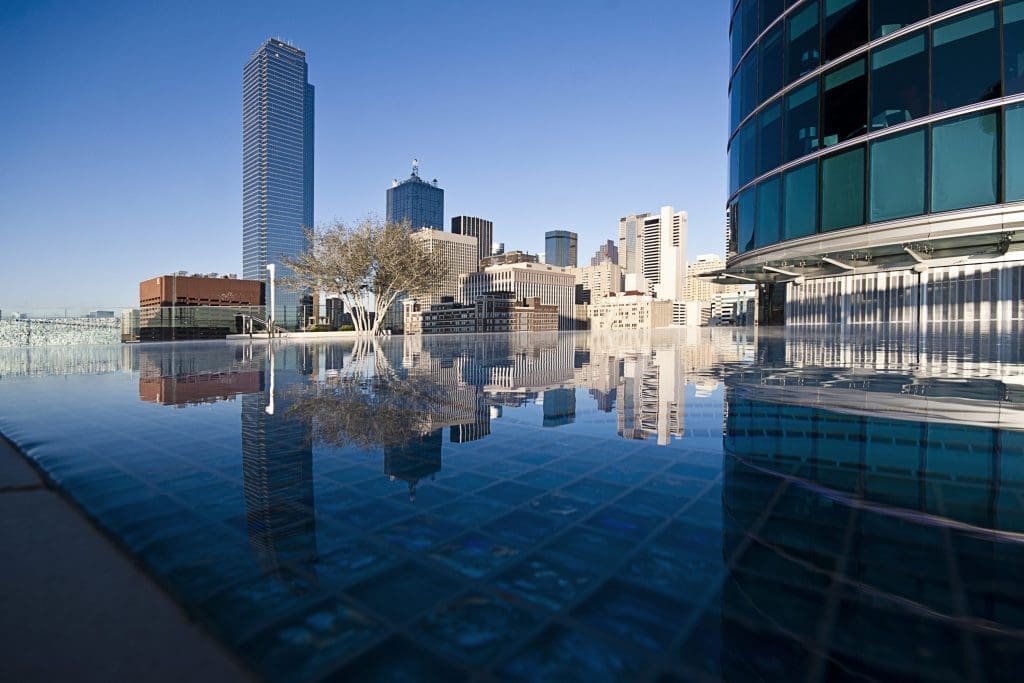 The Omni Dallas offers a spacious rooftop hangout. 