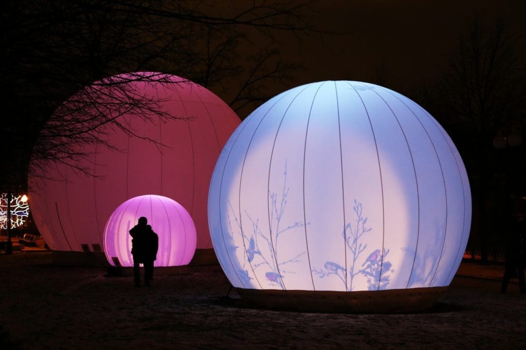 Lucion Traveling Light’s moonGARDEN at Discovery Green, through Sunday, October 7. (Courtesy Lucion)