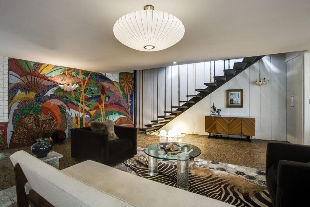 Colorful mosaics can be found throughout the home. 
