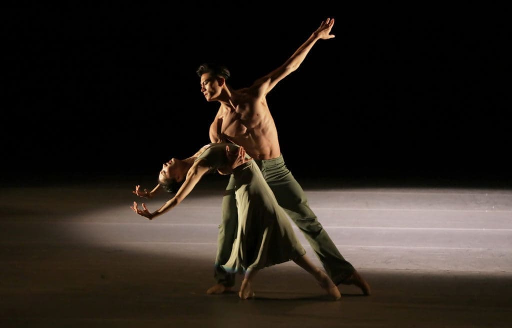 Houston Ballet First Soloist Nozomi Iijima and Principal Chun Wai Chan in Stanton Welch’s "La Cathedrale Engloutie," 2018 (Photo Amitava Sarkar)