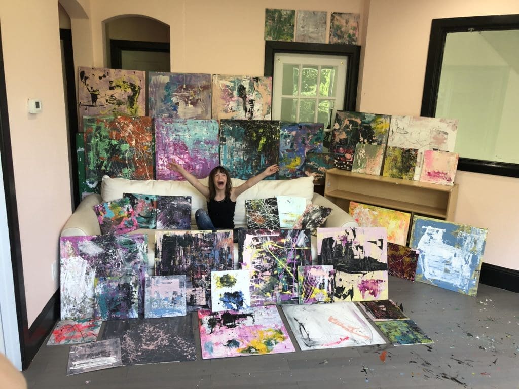 Sevy poses with her complete collection after it sold out within just hours.