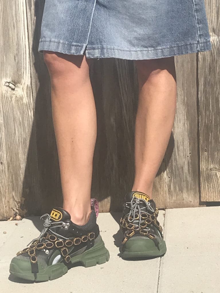 I spied chic Katie Schumacher while writing this piece and she's definitely the first Dallas girl with the Gucci "kicks." She scored them on a recent NYC trip.