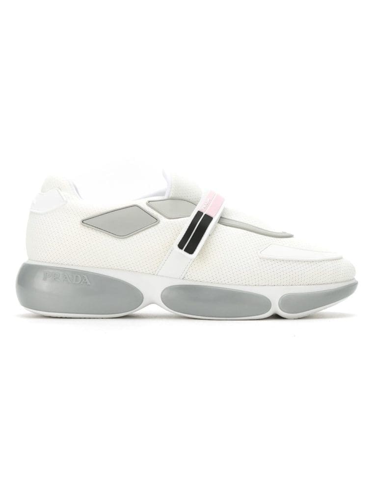 Prada sneaker $750, at Forty Five Ten, Dallas; Prada boutique, Neiman Marcus, Saks Fifth Avenue, Houston