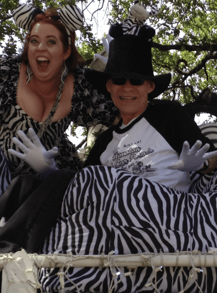 Amy Lynch Kolflat and Bart Trujillo at least year's Art Car Parade. 
