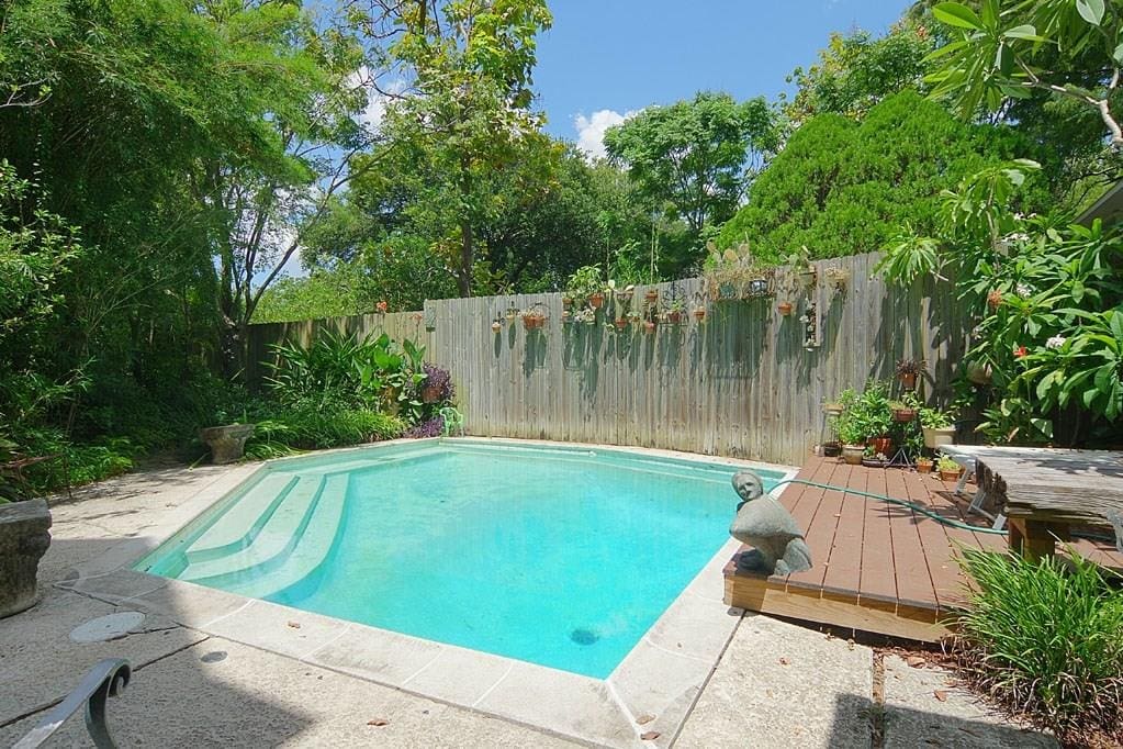 The pool is a hidden oasis. 