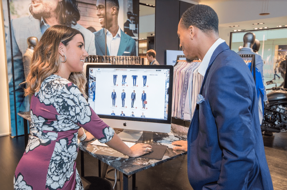 Indochino customers have the choice of online shopping or physical showrooms. 