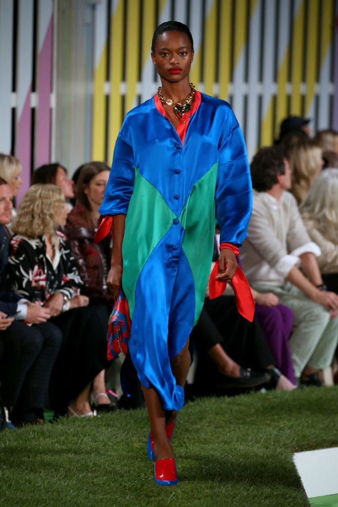 A model walks the runway for ESCADA SS19 at Park Avenue Armory on September 9, 2018 in New York City.