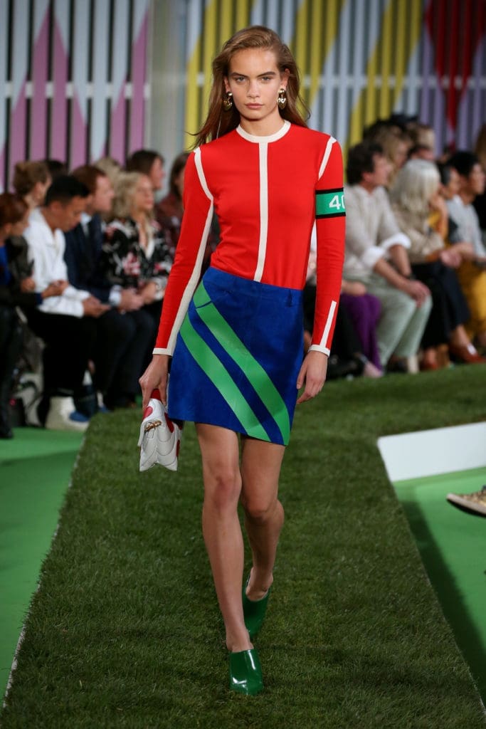 A model walks the runway for ESCADA SS19 at Park Avenue Armory on September 9, 2018 in New York City.
