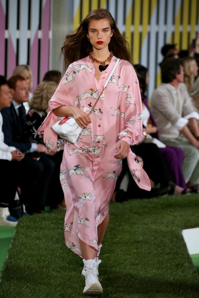 A model walks the runway for ESCADA SS19 at Park Avenue Armory on September 9, 2018 in New York City.