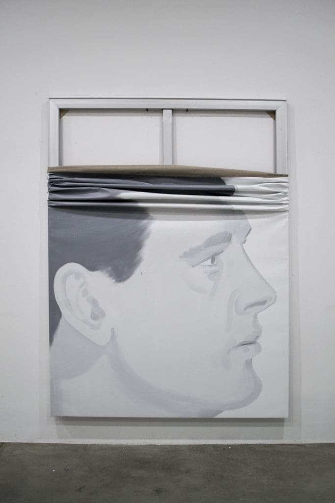 "Rock," Jwan Yosef, 2018, oil on linen and aluminum