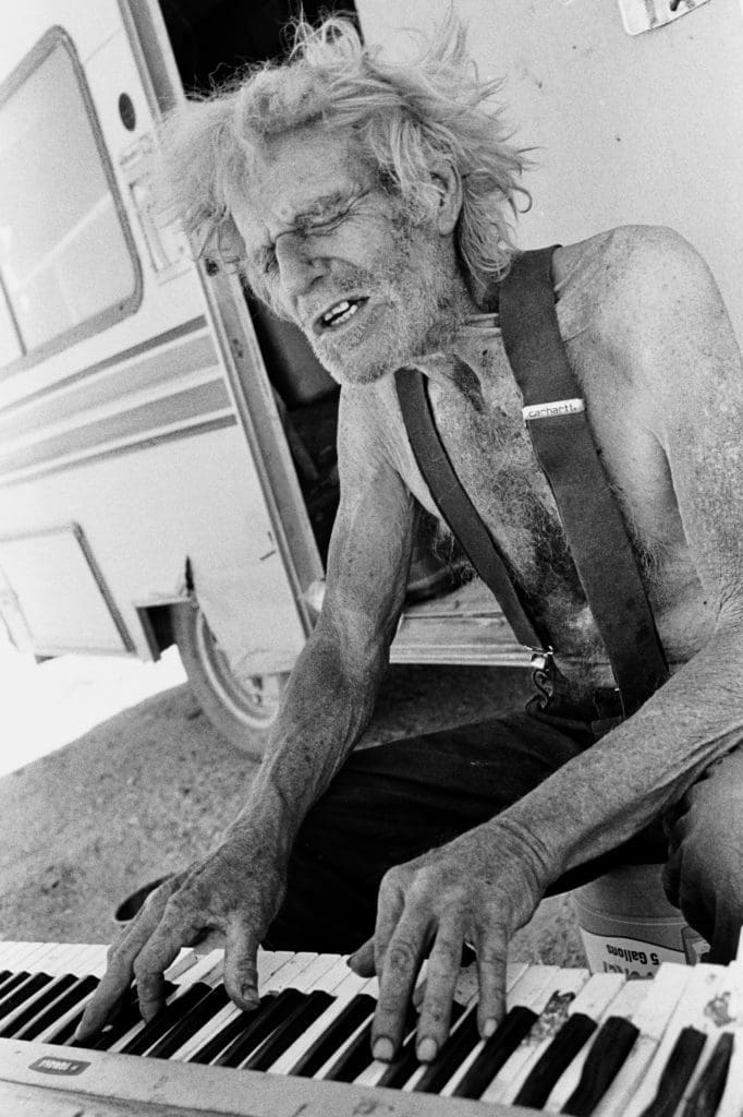 Carrington photographed Blind Richard the Weedhead in Slab City, California. 