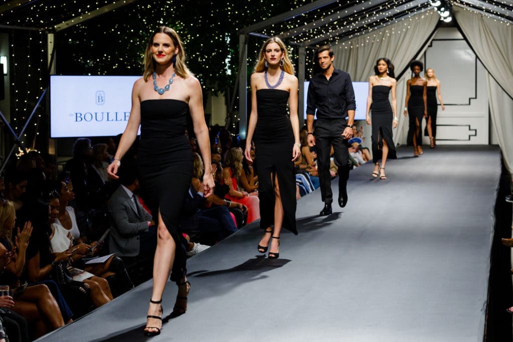 Models in Boulle jewels walk the Fashion X runway in 2017.