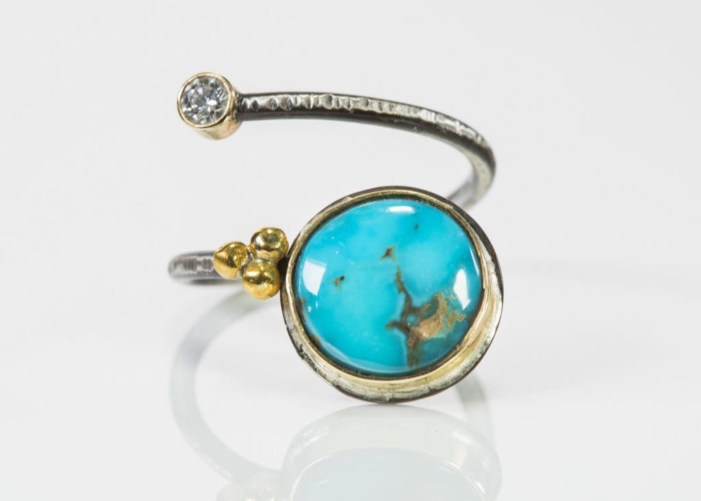 Bourne Jewelry's candelaria turquoise and diamond ring, 2018 (Silver Street, Studio 318)