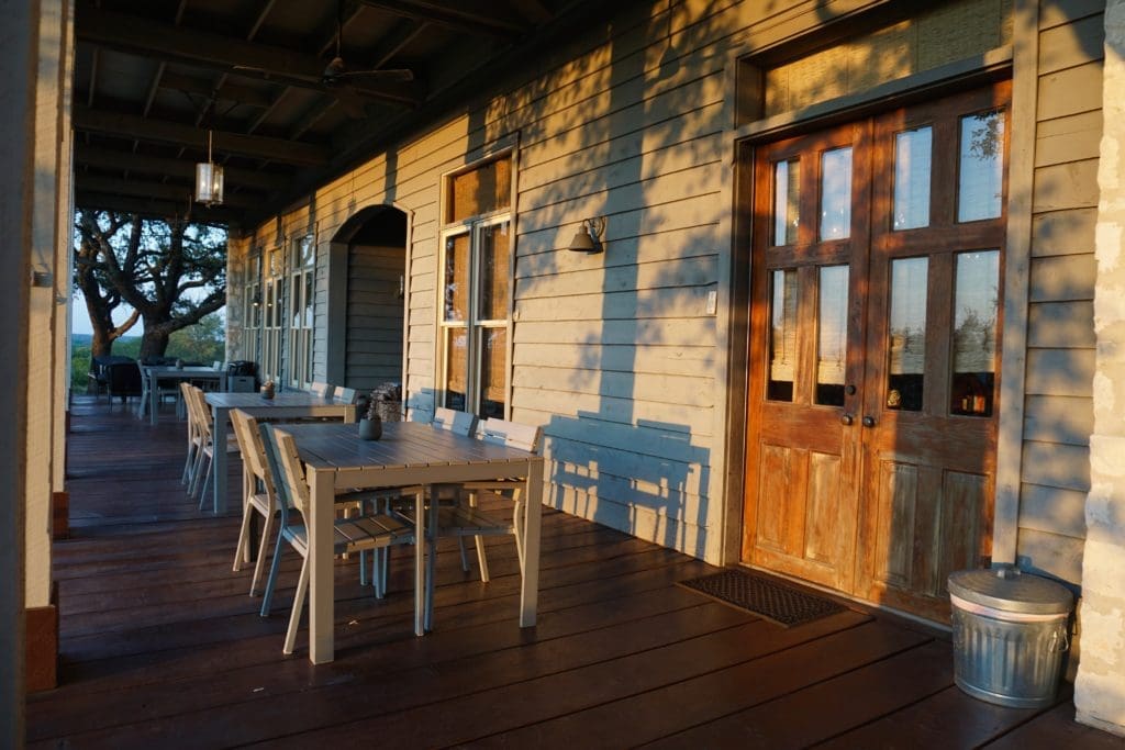 The back porch is perfect for watching sunsets. 
