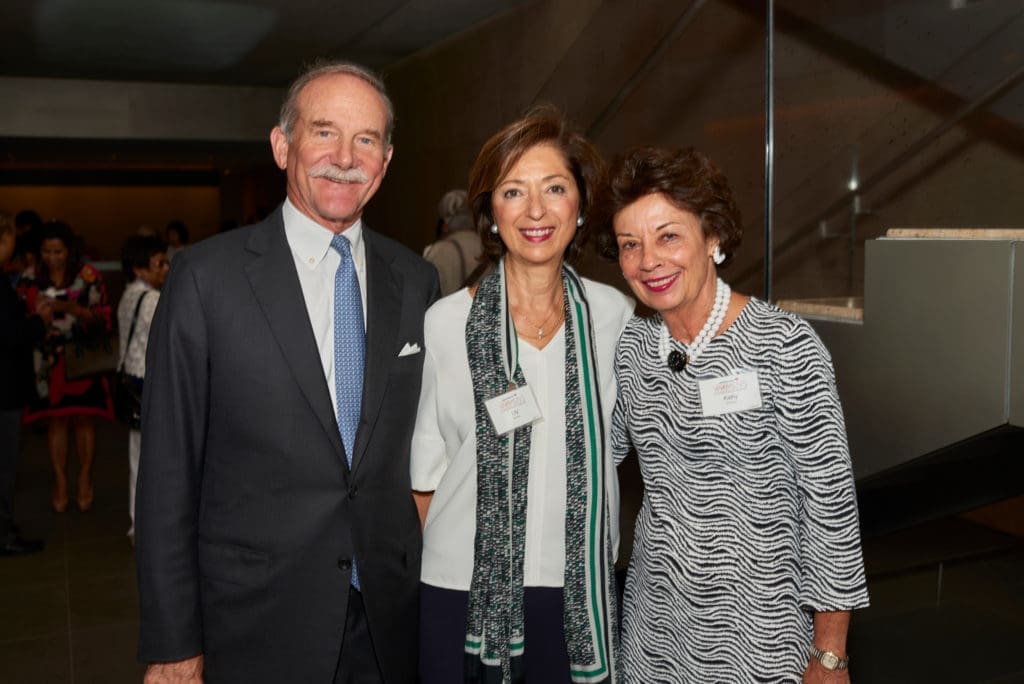 Marty and Kathy Goossen, with Lily Kooros (center). Thursday, September 13, 2018 Ð Bank of America Women's Leadership Series: Women in Culinary Arts luncheon and panel featuring Christine Ha, Jenni Tranweaver, and Kiran Verma and moderated by Vani Rao, at Asia Society Texas Center. Jeff Fantich photo.