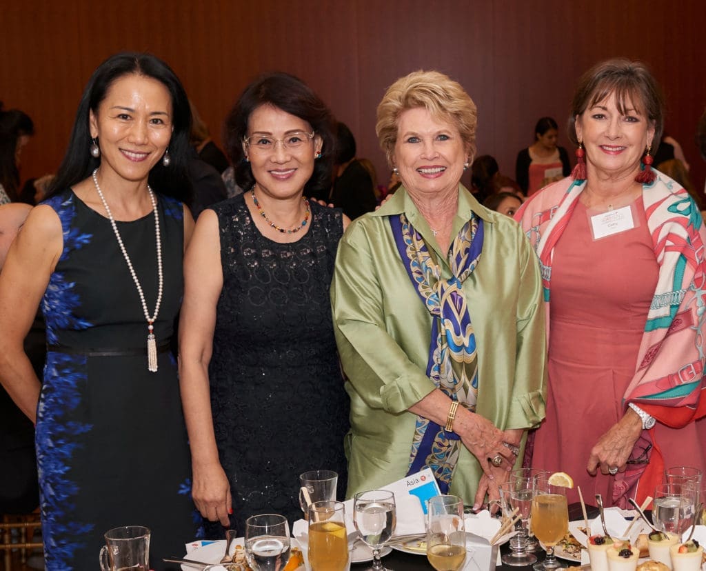 From left, Y. Ping Sun, Yali Zou, Ginger Blanton, and Cathy Cleary. Thursday, September 13, 2018 Ð Bank of America Women's Leadership Series: Women in Culinary Arts luncheon and panel featuring Christine Ha, Jenni Tranweaver, and Kiran Verma and moderated by Vani Rao, at Asia Society Texas Center. Jeff Fantich photo.