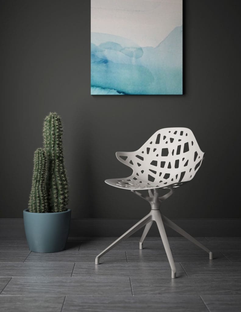 A cool contemporary look, Lusso by Kimball, is reflective of OFI's melding of residential and commercial furnishings.
