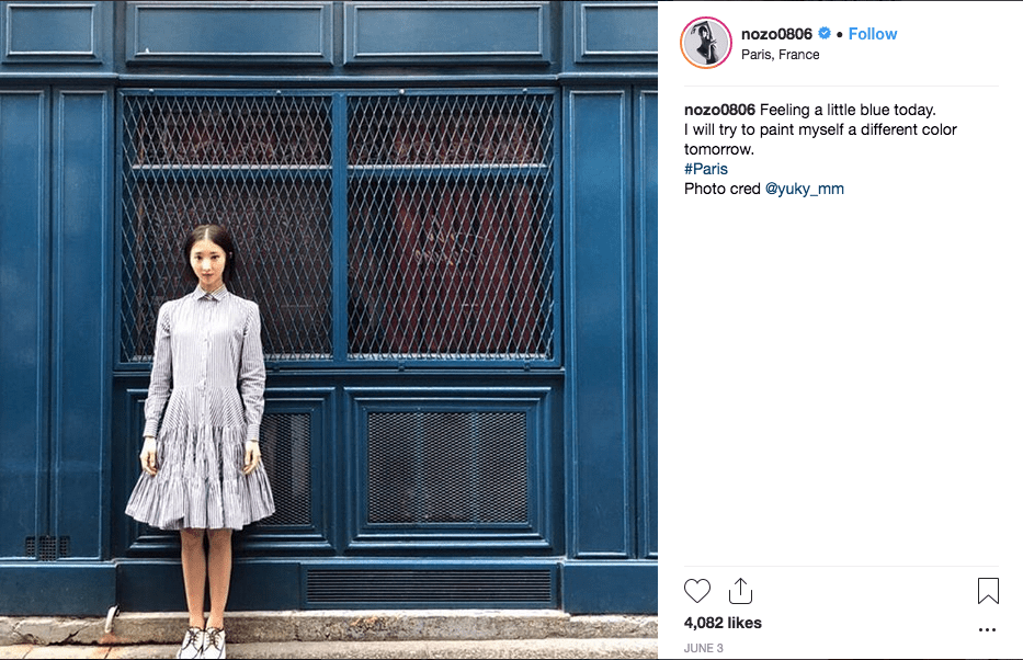 Nozomi Iijima in a favorite world capital, Paris. (Photo @nozo0806)