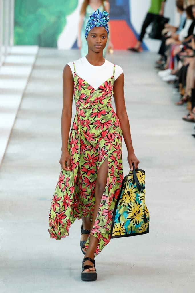 NEW YORK, NY - SEPTEMBER 12:  A model walks the runway during the Michael Kors Collection Spring 2019 Runway Show at Pier 17 on September 12, 2018 in New York City.  (Photo by JP Yim/Getty Images for Michael Kors)