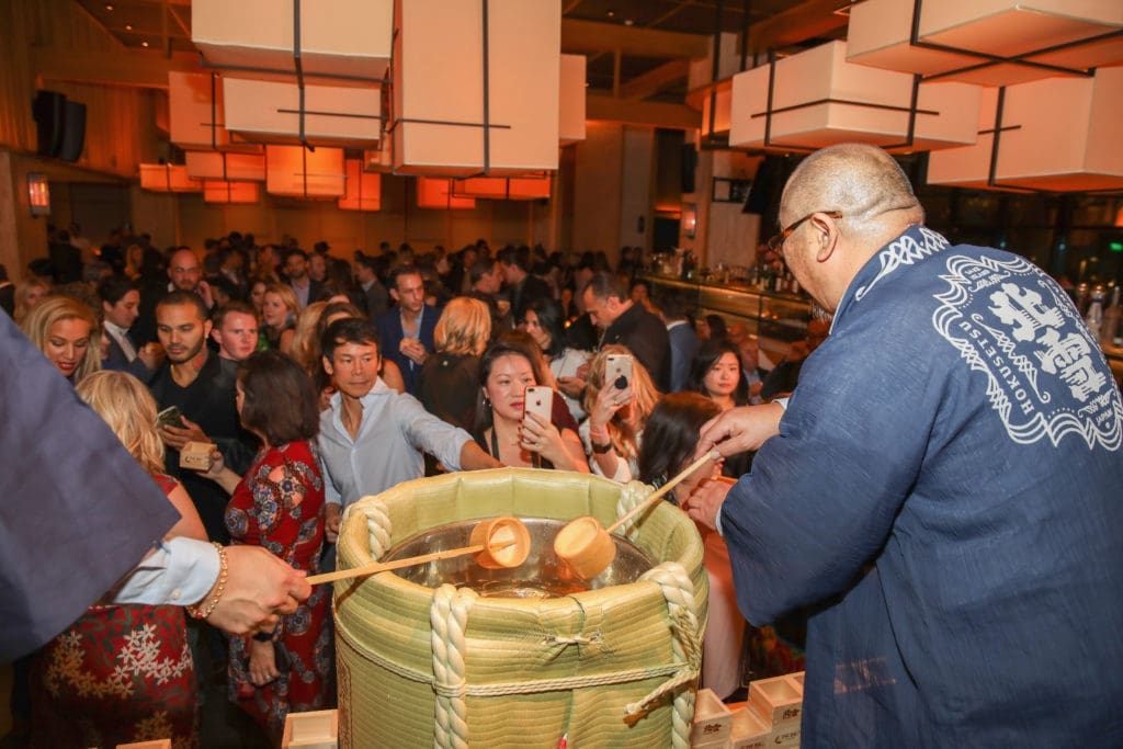HOUSTON, TX - OCTOBER 18:  Guests attend the Nobu Houston Sake Ceremony at Nobu Houston on October 18, 2018 in Houston, Texas.  (Photo by Rick Kern/Getty Images for Nobu)