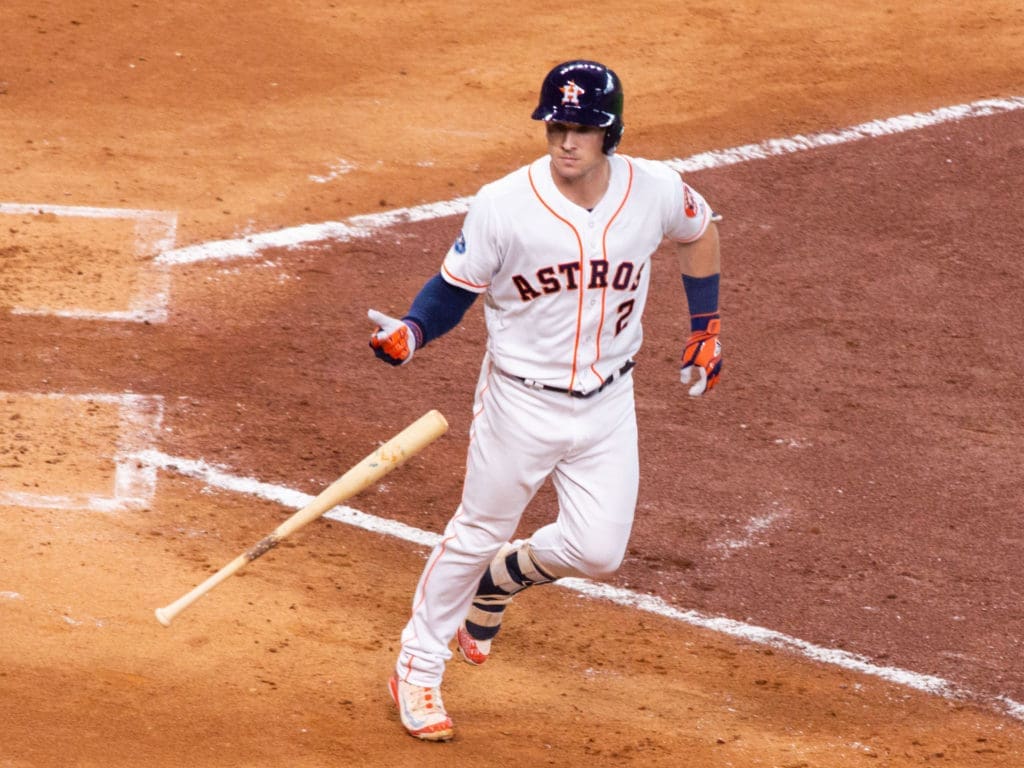 Another playoff game, another big moment for Alex Bregman. (Photo by F. Carter Smith.)