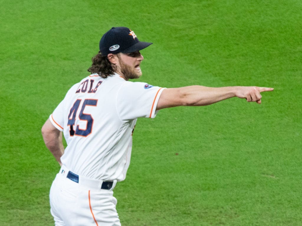 Astros ace Gerrit Cole threw a Hall of Fame game at the Cleveland Indians. (Photo by F. Carter Smith.) 