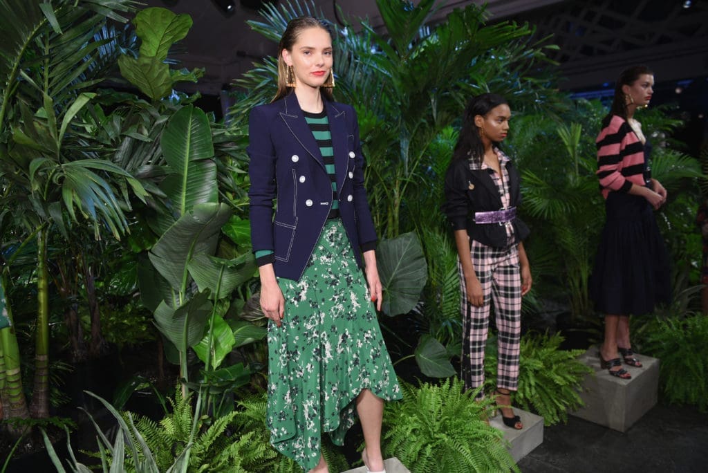 NEW YORK, NY - SEPTEMBER 10:  Models pose for the Veronica Beard Presentation during New York Fashion Week: The Shows at Industria Studios on September 10, 2018 in New York City.  (Photo by Andrew Toth/Getty Images for Veronica Beard)