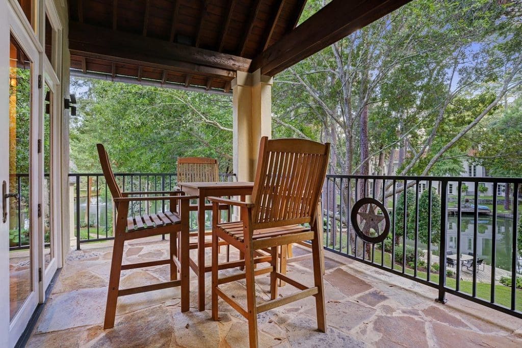 The second-floor terrace offers unbeatable views of the lake. 