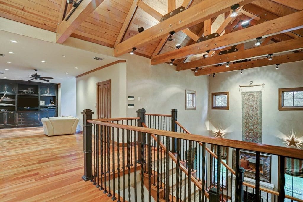Upstairs, you'll find a game room, open den and study. 