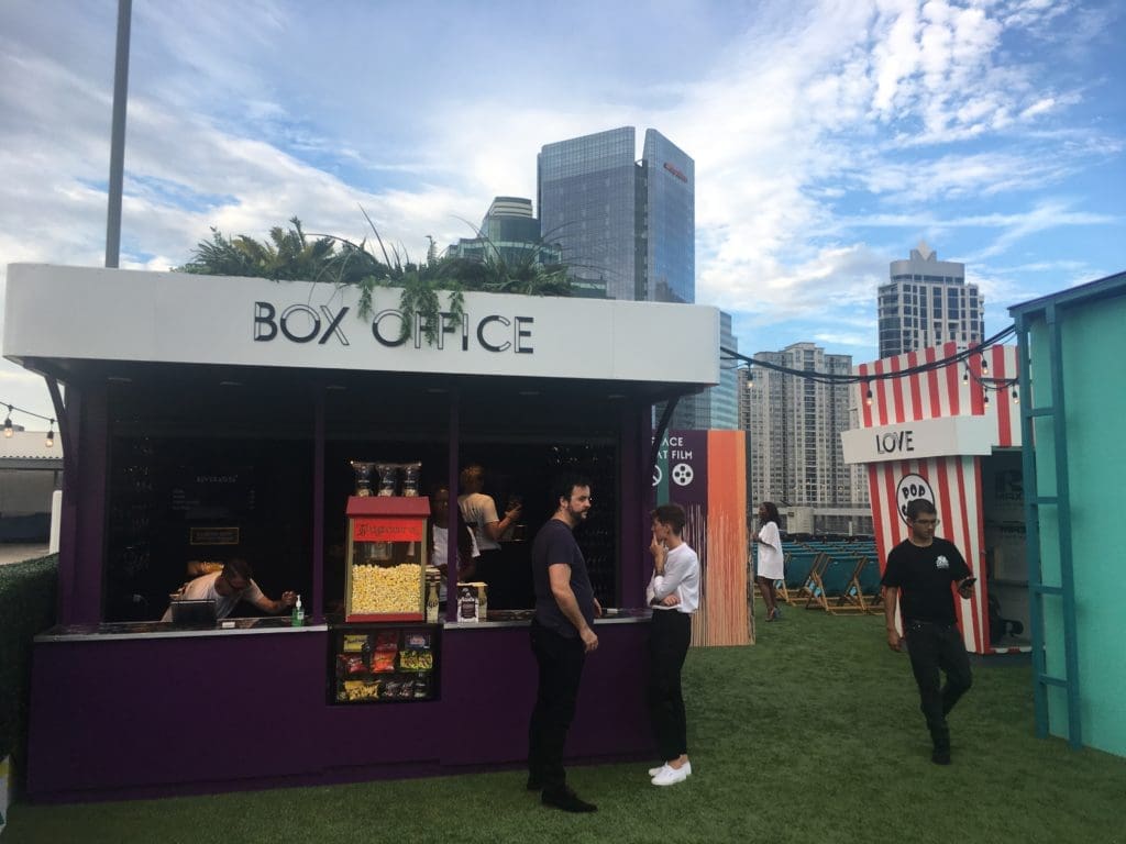 Rooftop Cinema's box office has some old-school charm. 