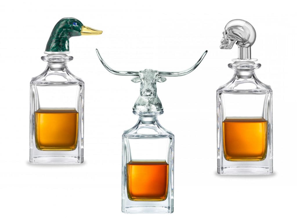A selection of silver and crystal decanters by Deakin & Francis, $976 each. 10 designs available.